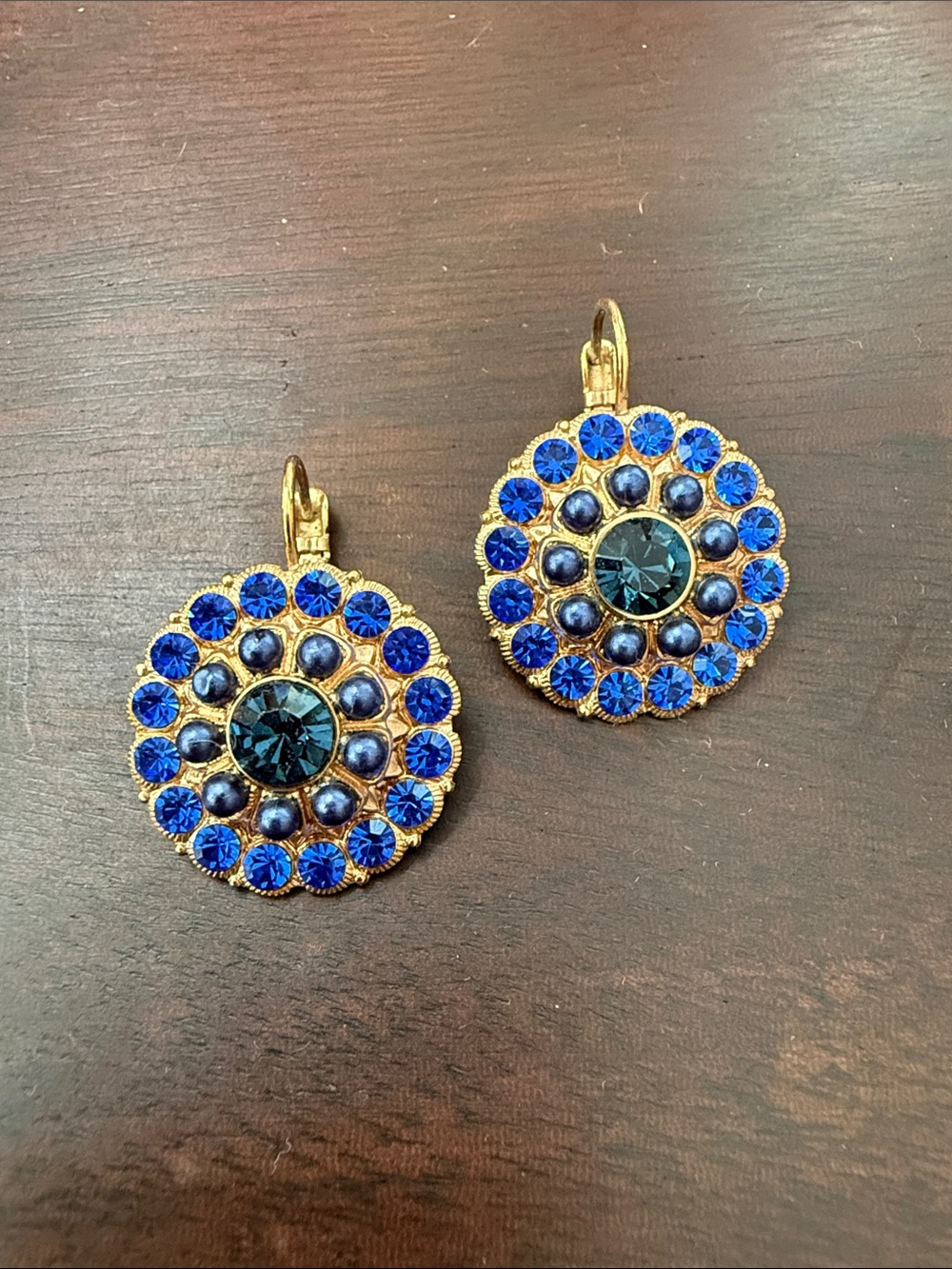 Mariana Rose Gold-Tone Earrings with Dark Navy and Royal Blue Crystals